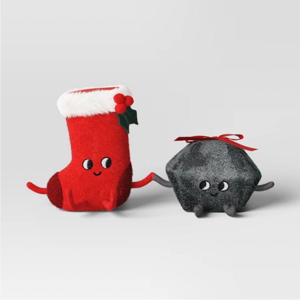 NWT Target Wondershop Felt Stocking & Coal Christmas Figurine Set
